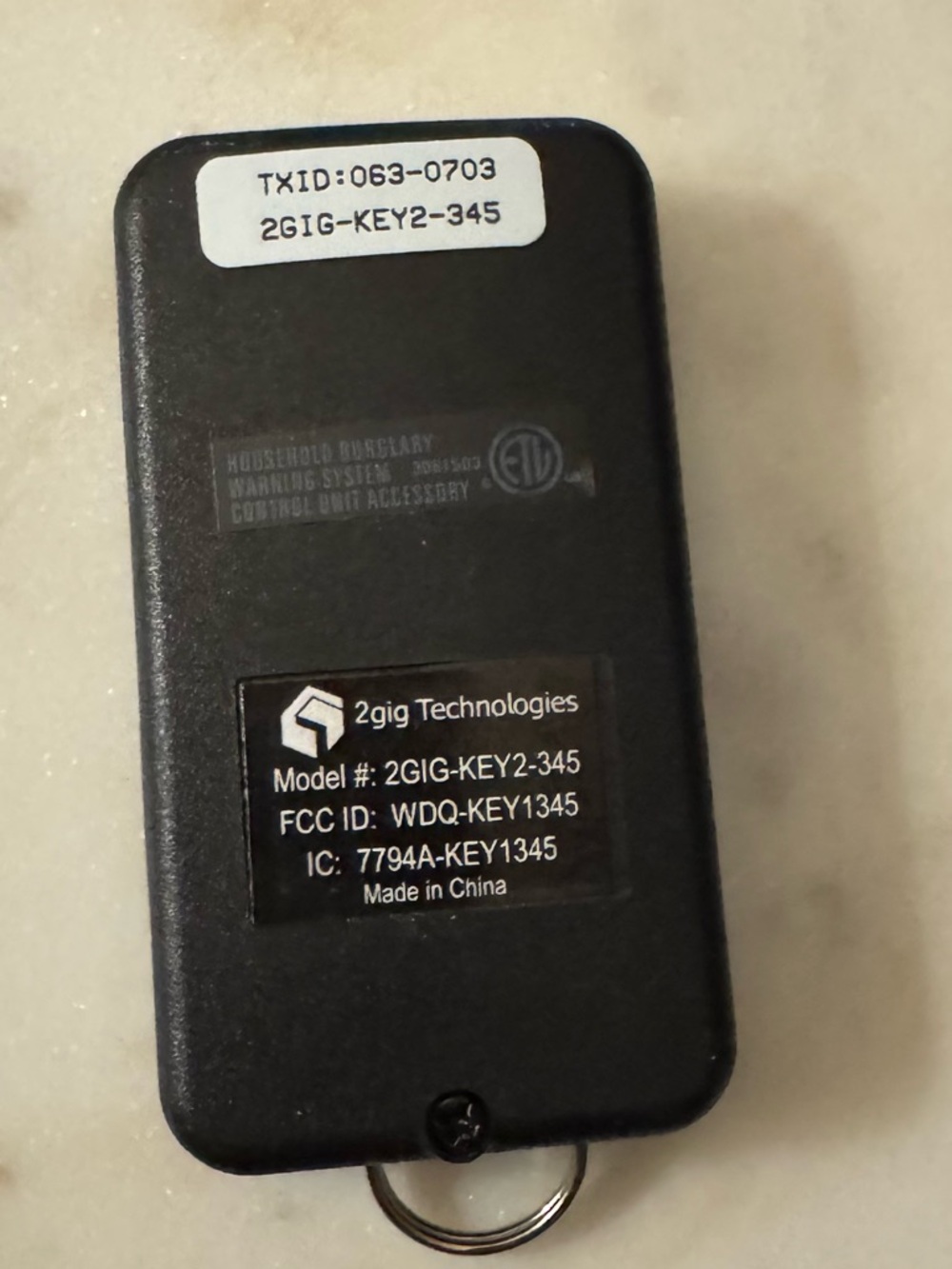 Black Security System Remote Key Fob - Picture 2 of 3